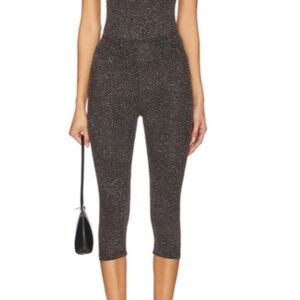 Beaufille Black and Gold Cassia Capri Leggings